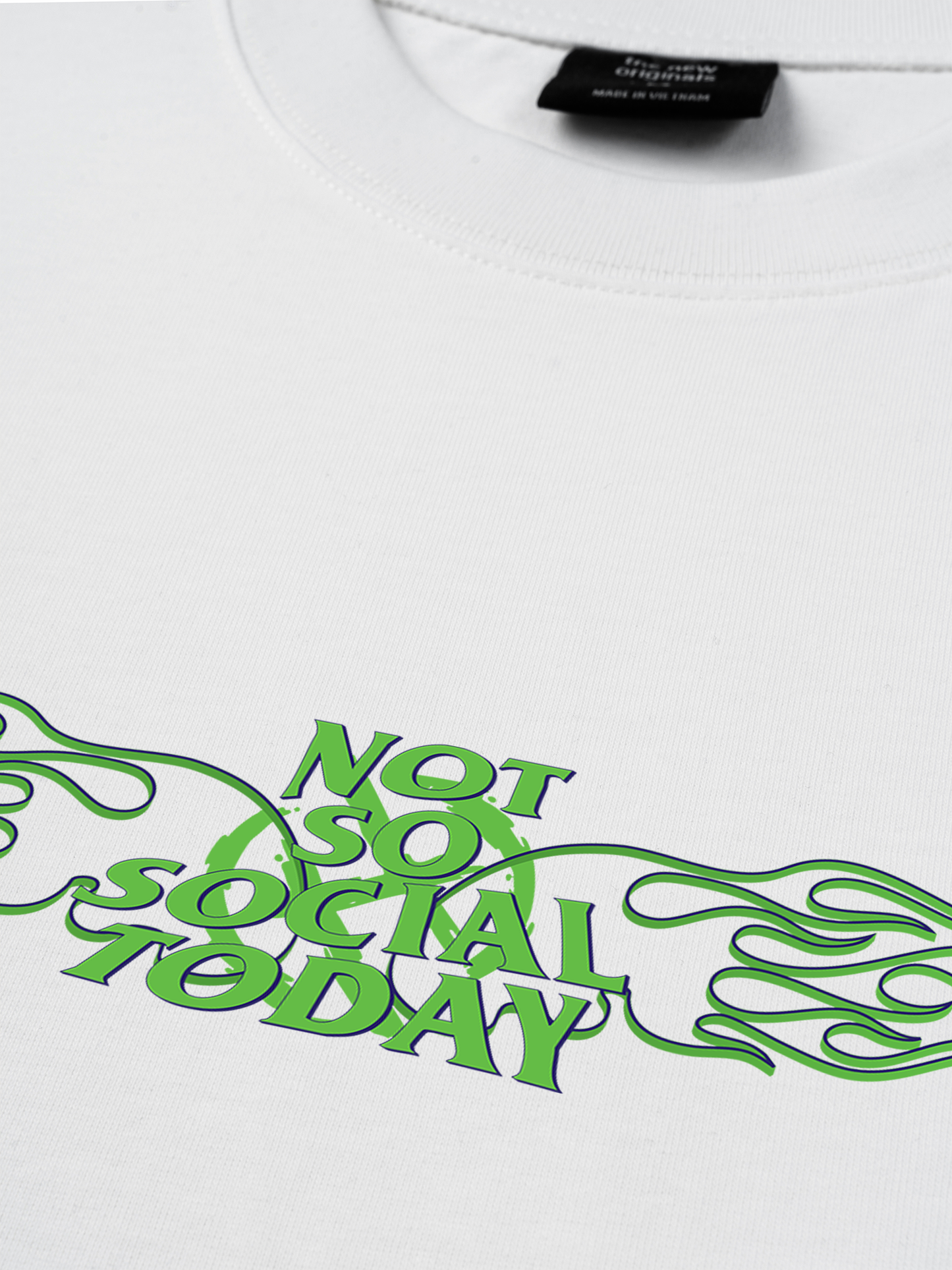 Áo Thun Relaxed Fit Not So Social Today Green Fire