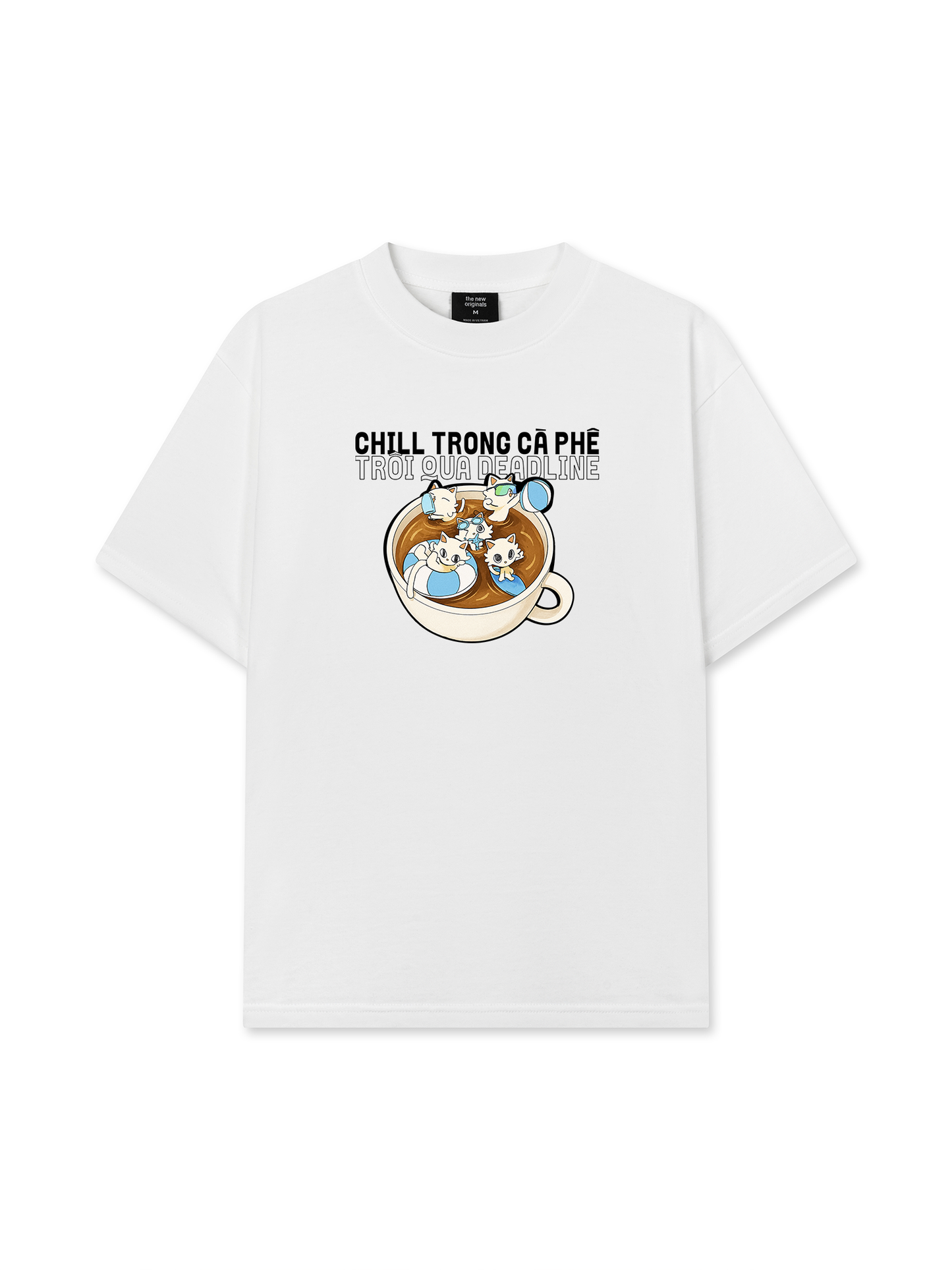 Áo Thun Relaxed Fit Hội Mèo Chill trong Cà Phê