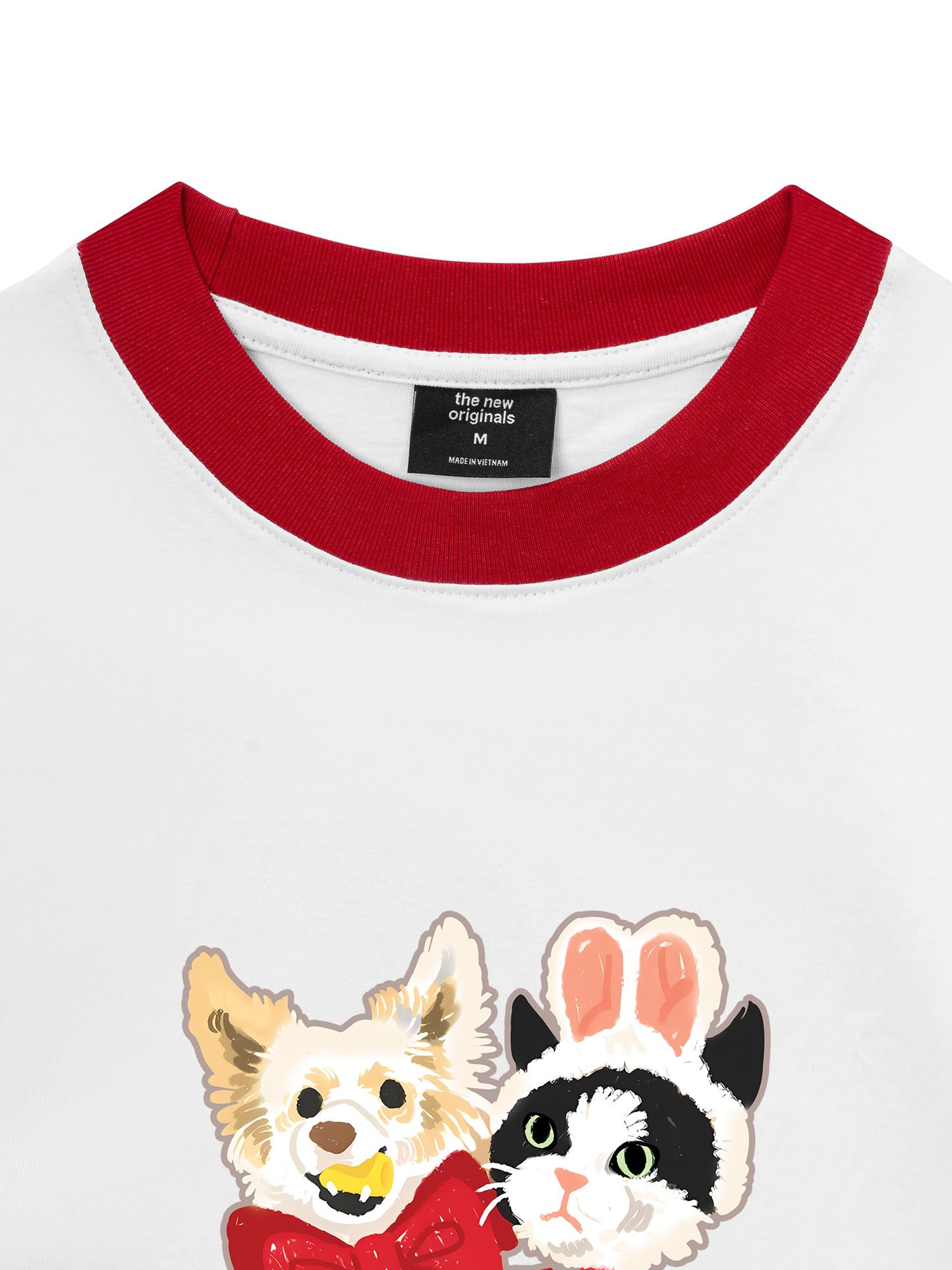 Áo Thun Ringer Relaxed Fit Animal Mood Bestie Puppy And Meow