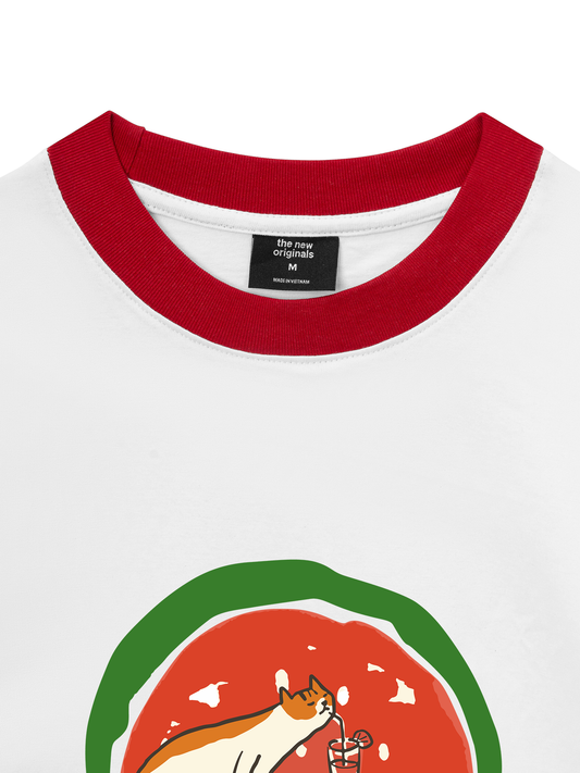 Áo Thun Ringer Relaxed Fit Meow Meow Watermelon