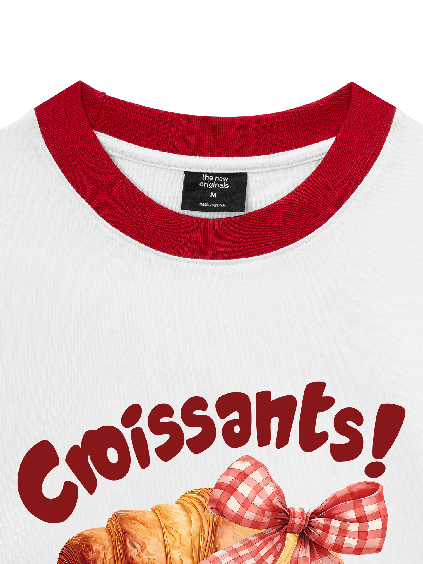 Áo Thun Ringer Relaxed Fit Sweet Pastry Red Bơ Croissant