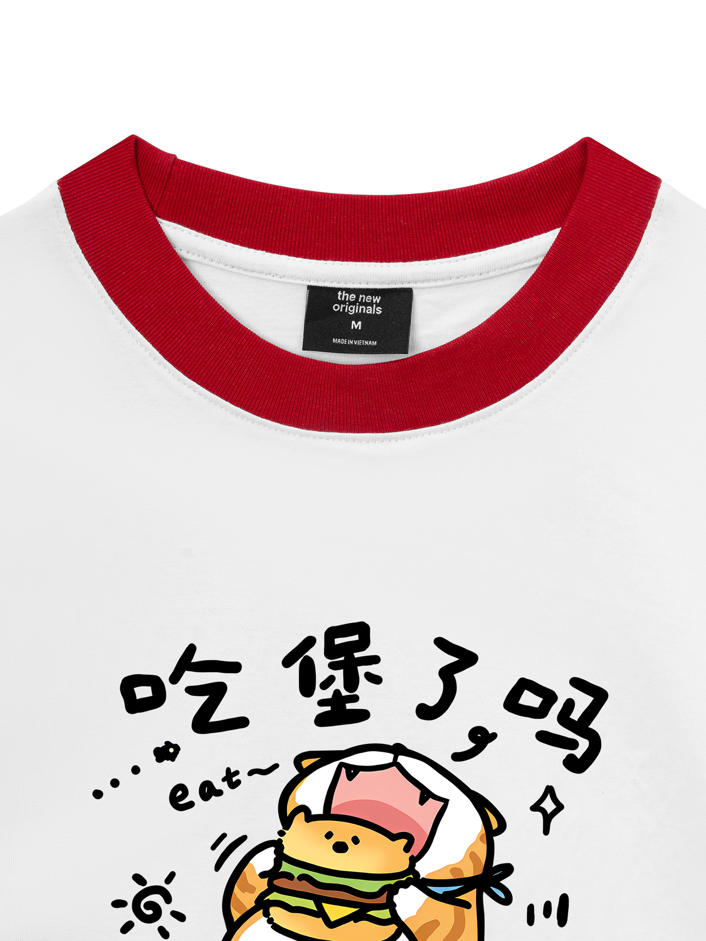 Áo Thun Ringer Relaxed Fit Sweet Pastry Cute Meow With Burger