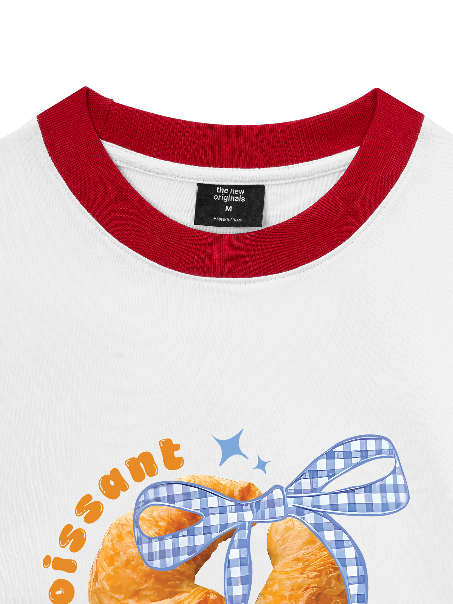 Áo Thun Ringer Relaxed Fit Sweet Pastry BLue Plaid Bow