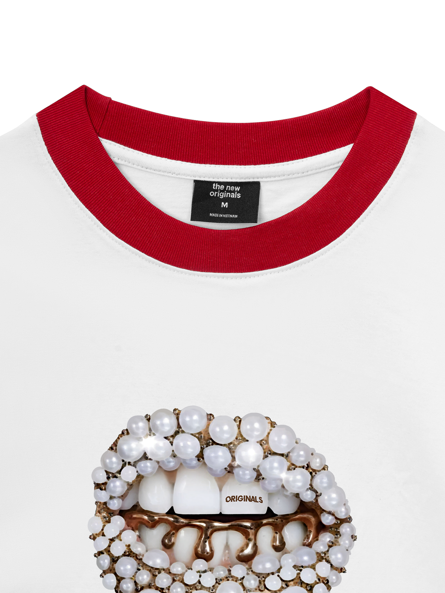 Áo Thun Ringer Relaxed Fit Art Pearl Lip Black