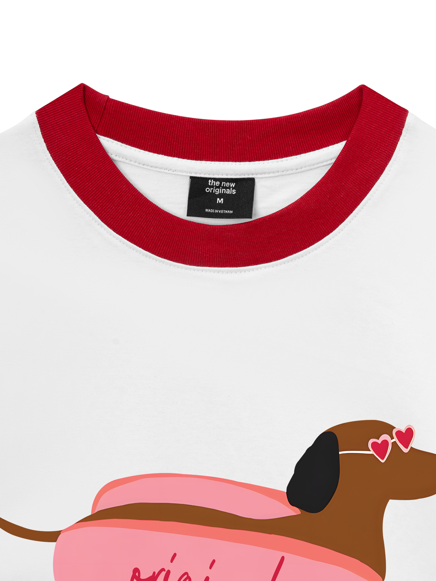 Áo Thun Ringer Relaxed Fit Pink Dachshund