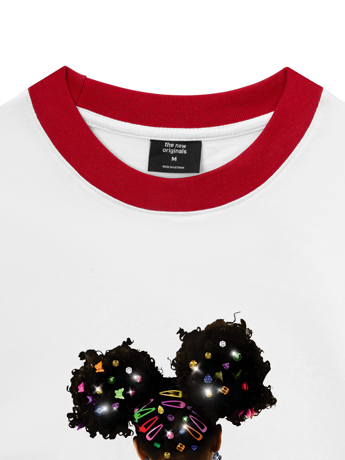 Áo Thun Ringer Relaxed Fit Colorful Diamond Hairpin Afro Girl
