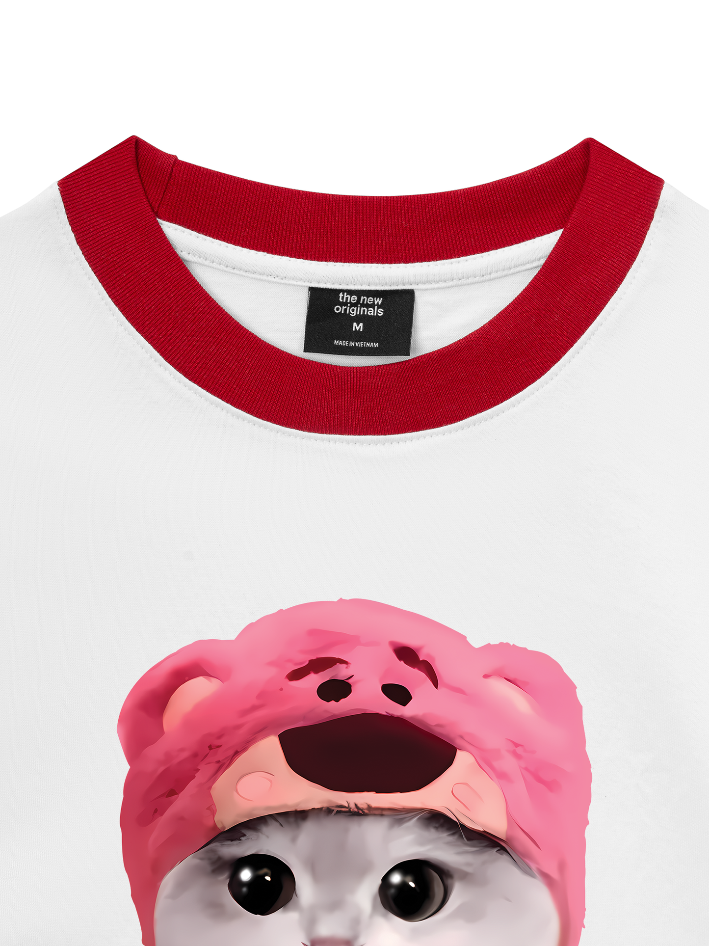 Áo Thun Ringer Relaxed Fit Animal Mood Pink Meow