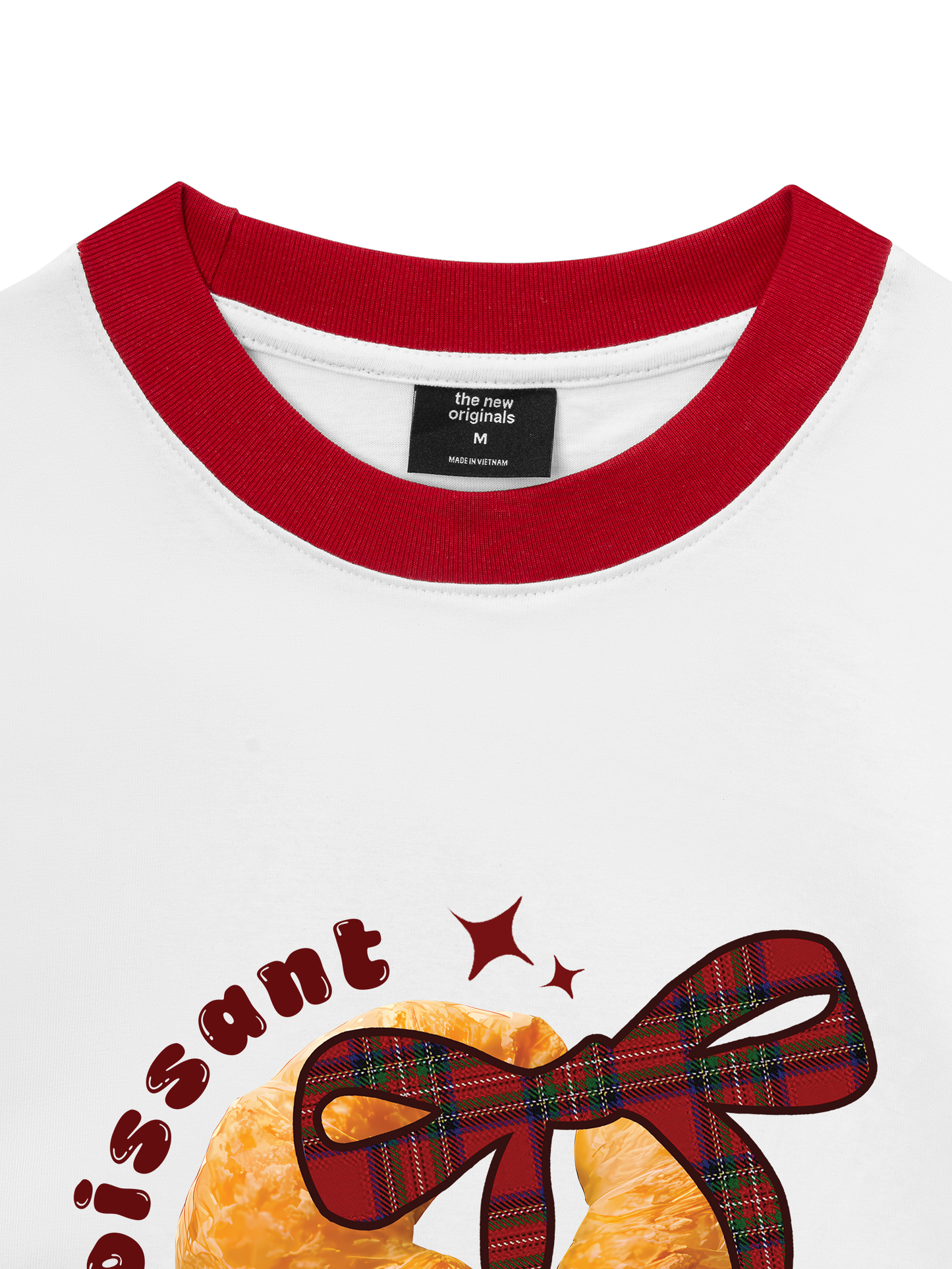Áo Thun Ringer Relaxed Fit Sweet Pastry Red Plaid Bow