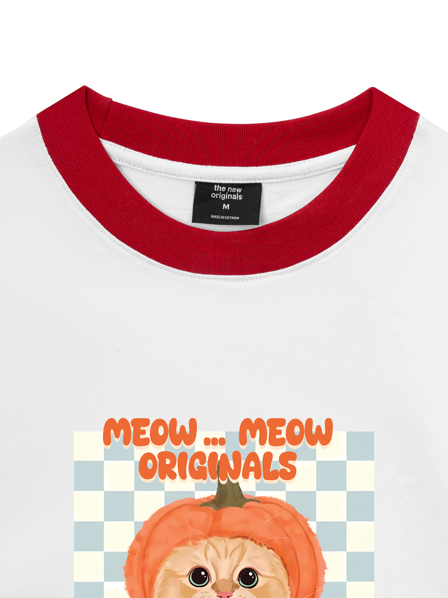 Áo Thun Ringer Relaxed Fit Animal Meow Pumpkin