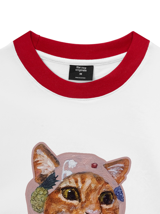 Áo Thun Ringer Relaxed Fit Crazy Cat