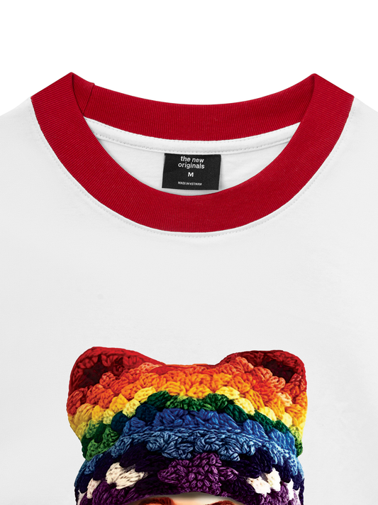 Áo Thun Ringer Relaxed Fit Bad Boy & Rainbow Crochet Hat