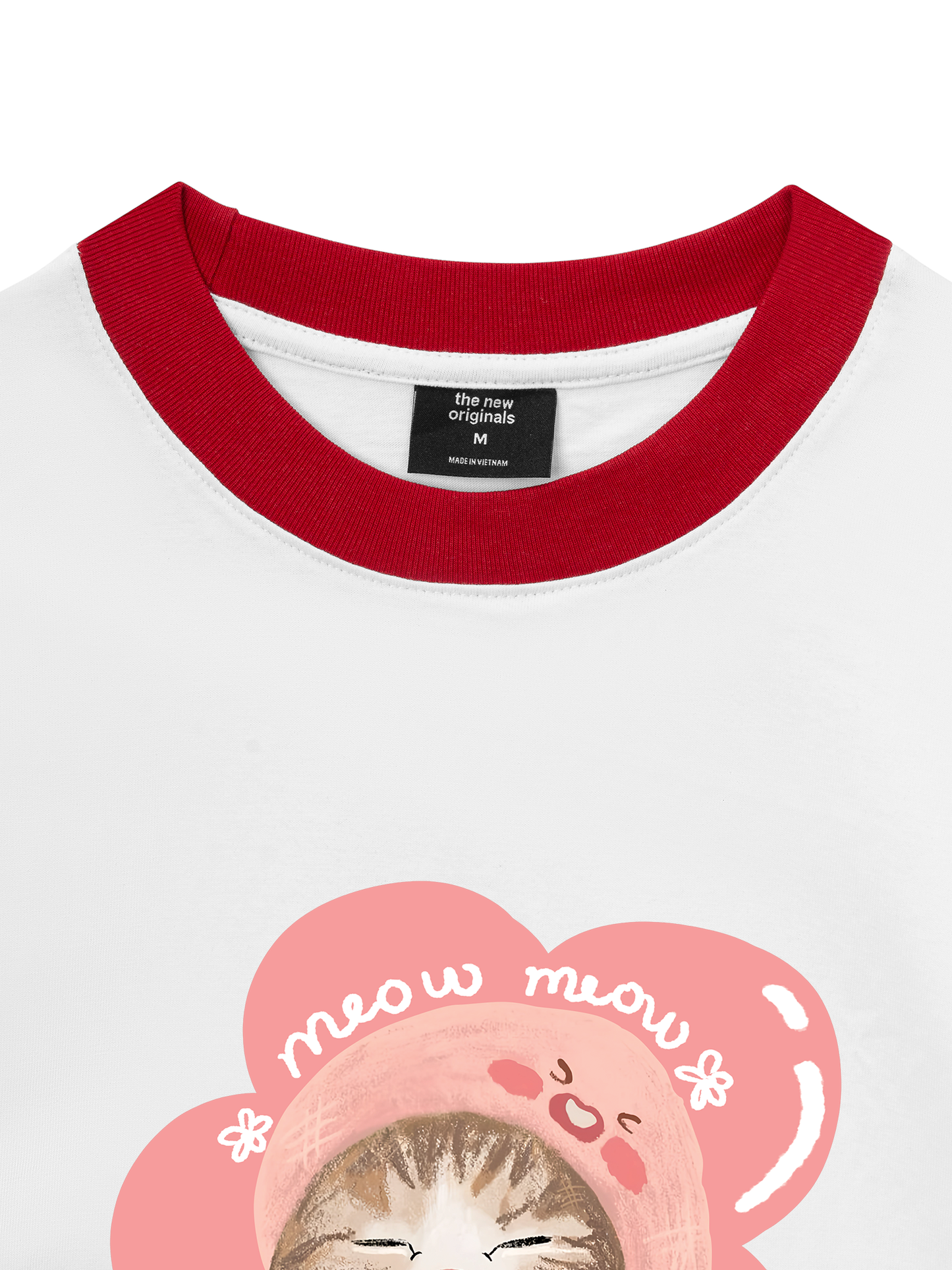 Áo Thun Ringer Relaxed Fit Flower Cat