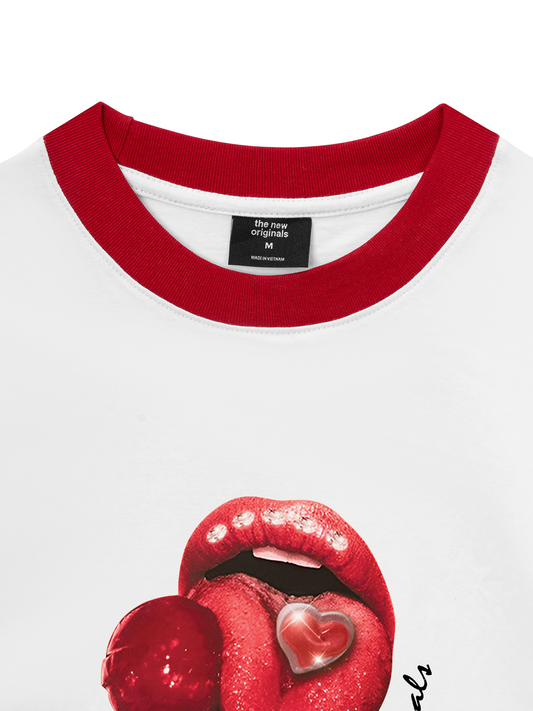 Áo Thun Ringer Relaxed Fit Lips Lollipop