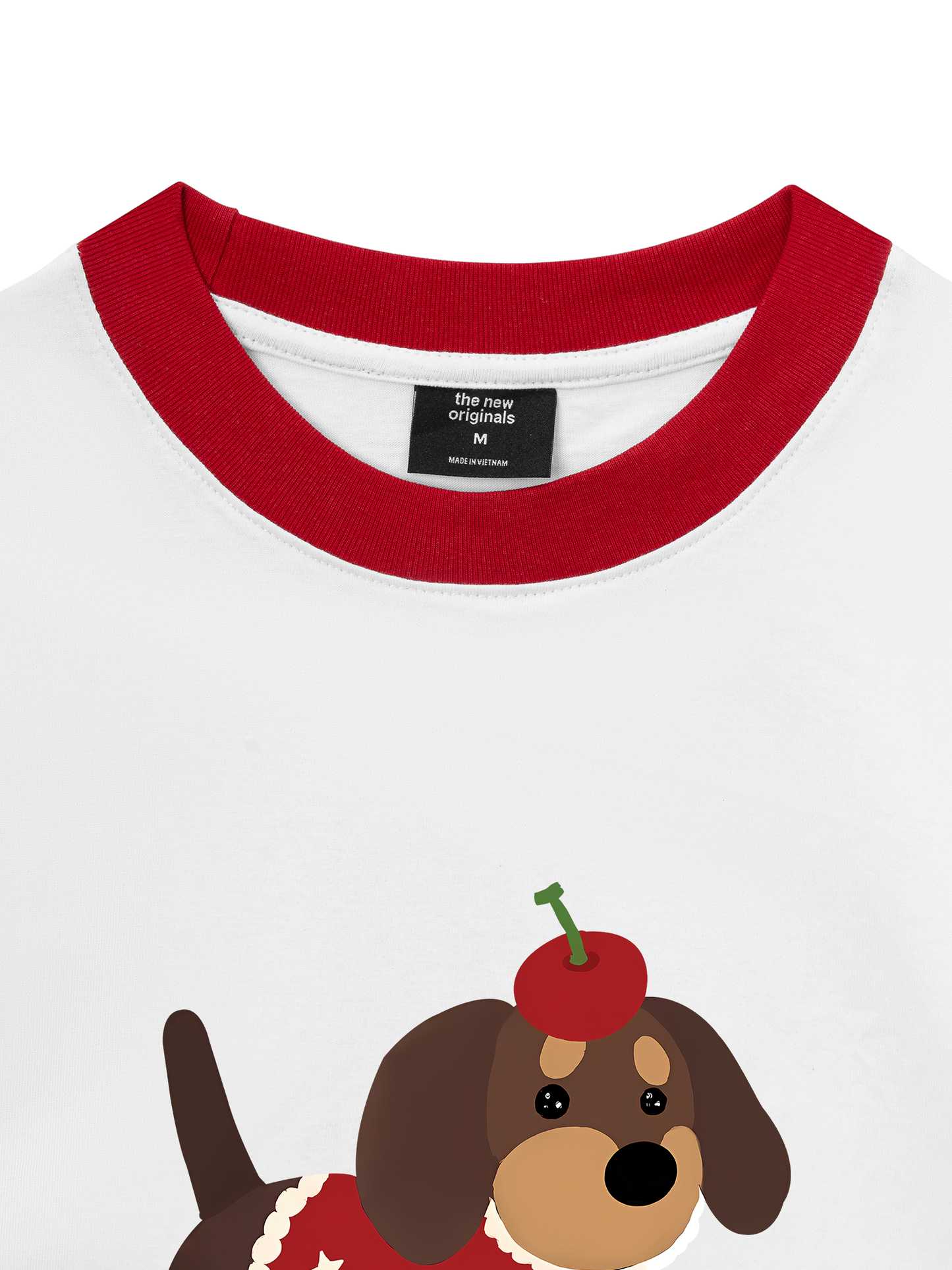 Áo Thun Ringer Relaxed Fit Animal Cute Puppy With Cherry