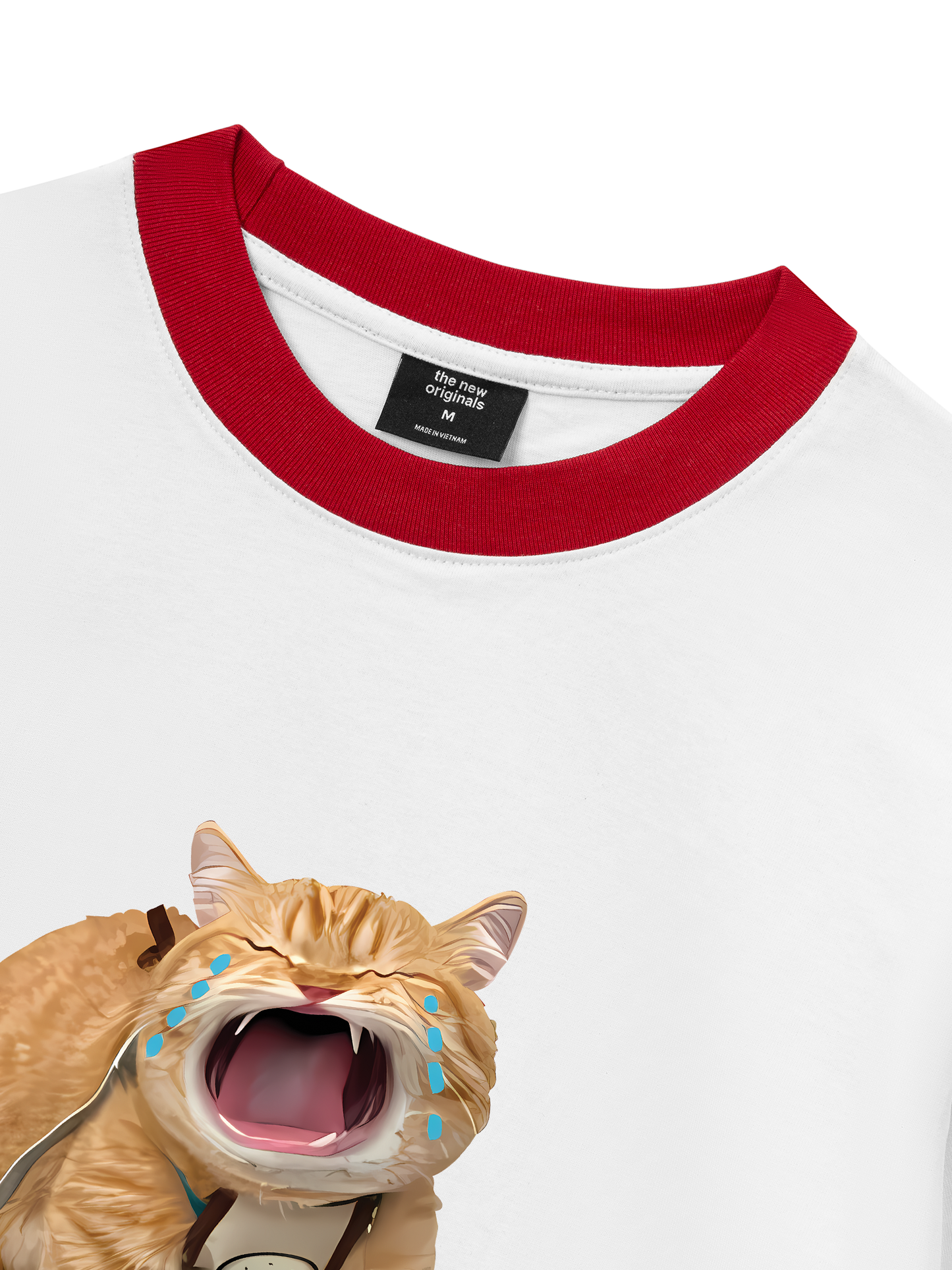 Áo Thun Ringer Relaxed Fit Animal Mood Funny Meow