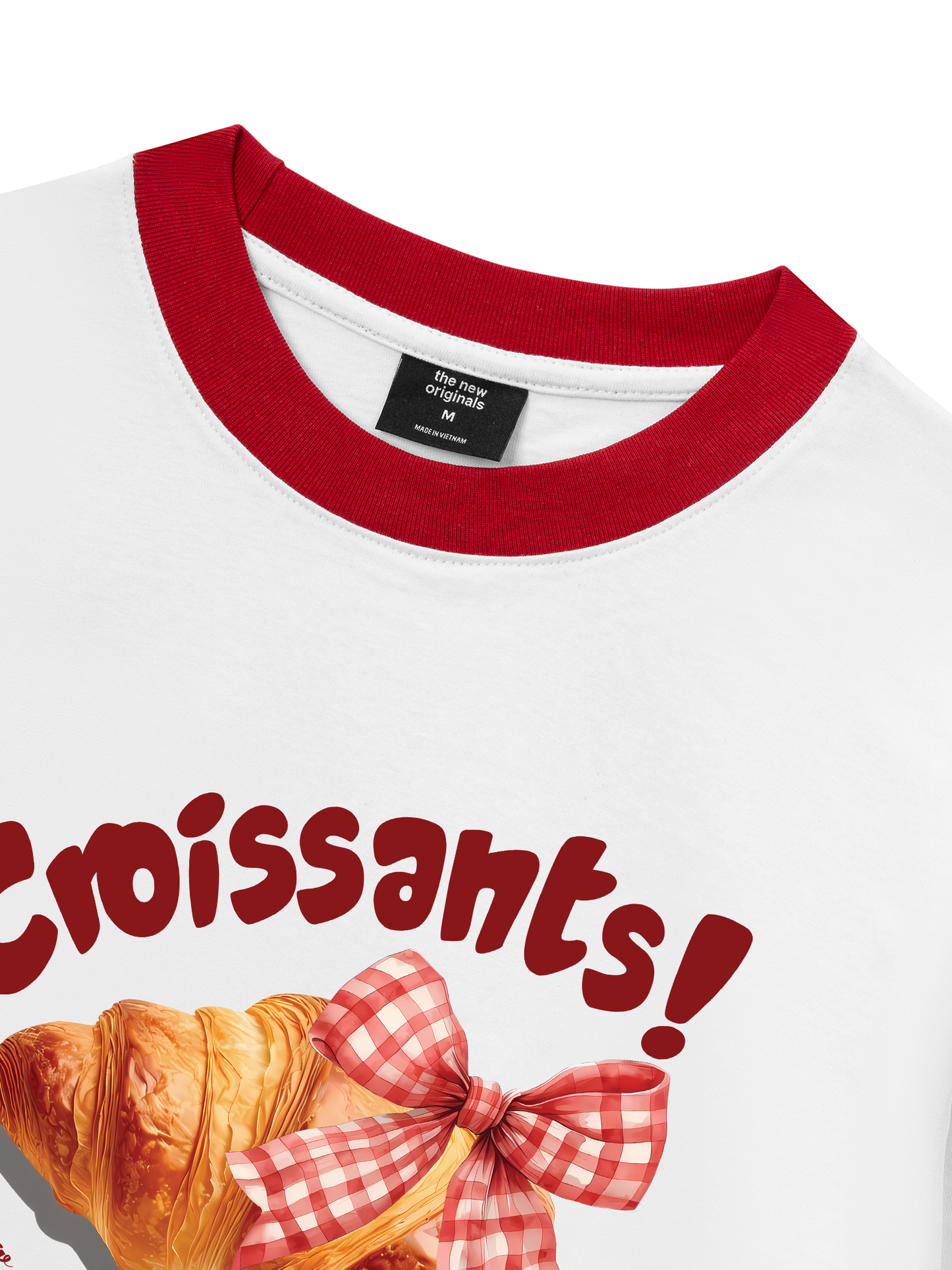 Áo Thun Ringer Relaxed Fit Sweet Pastry Red Bơ Croissant