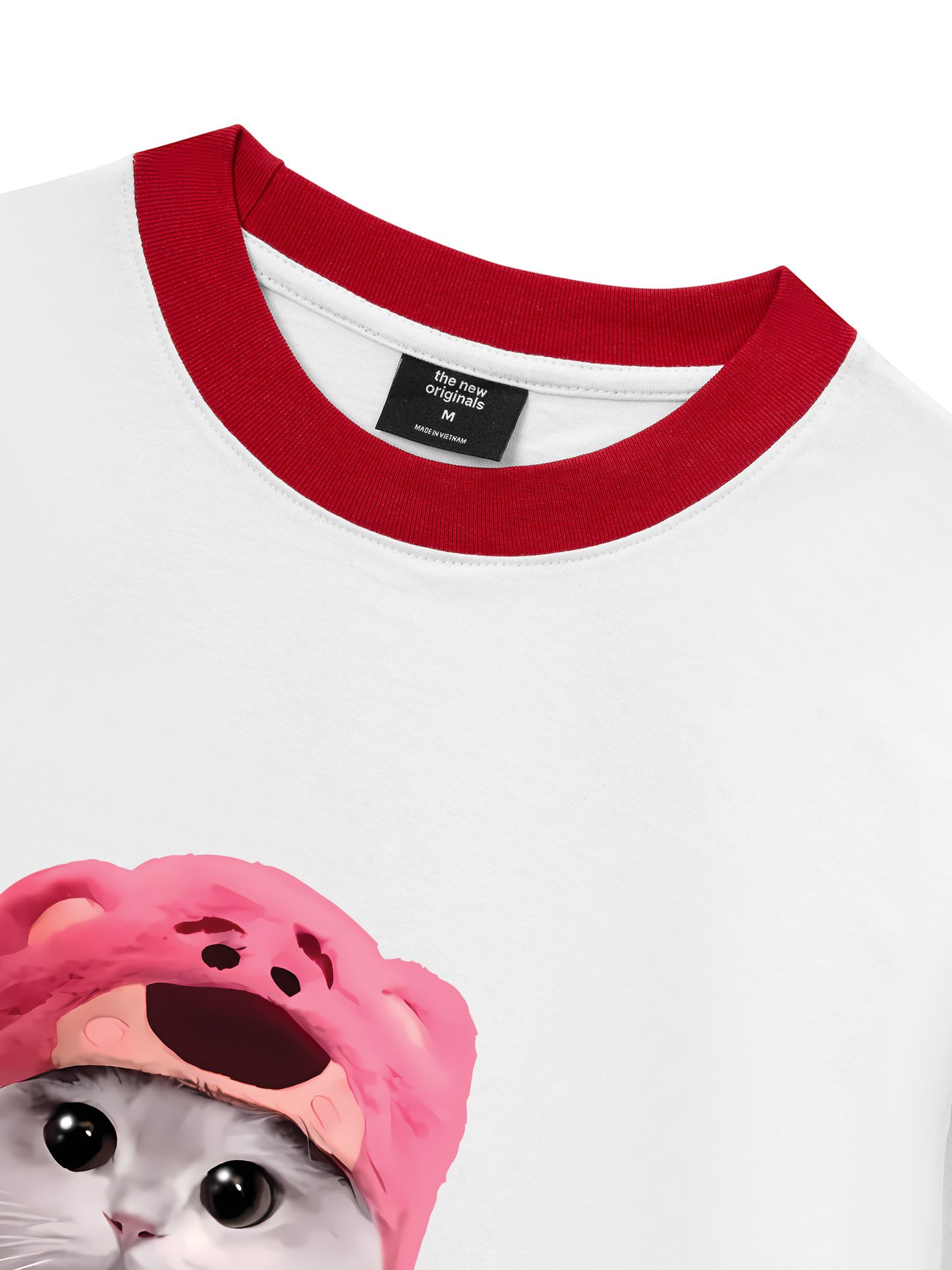 Áo Thun Ringer Relaxed Fit Animal Mood Pink Meow