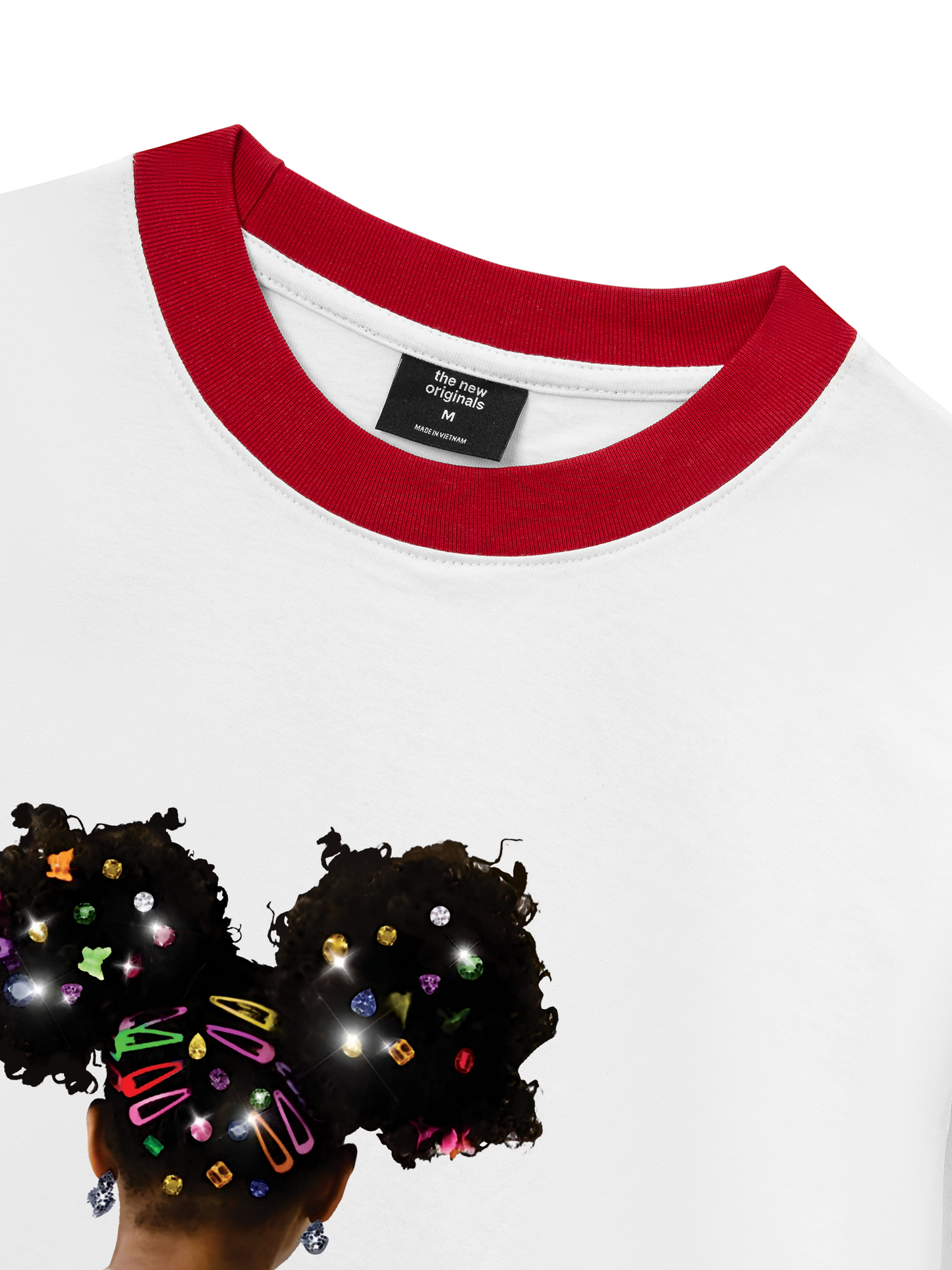 Áo Thun Ringer Relaxed Fit Colorful Diamond Hairpin Afro Girl