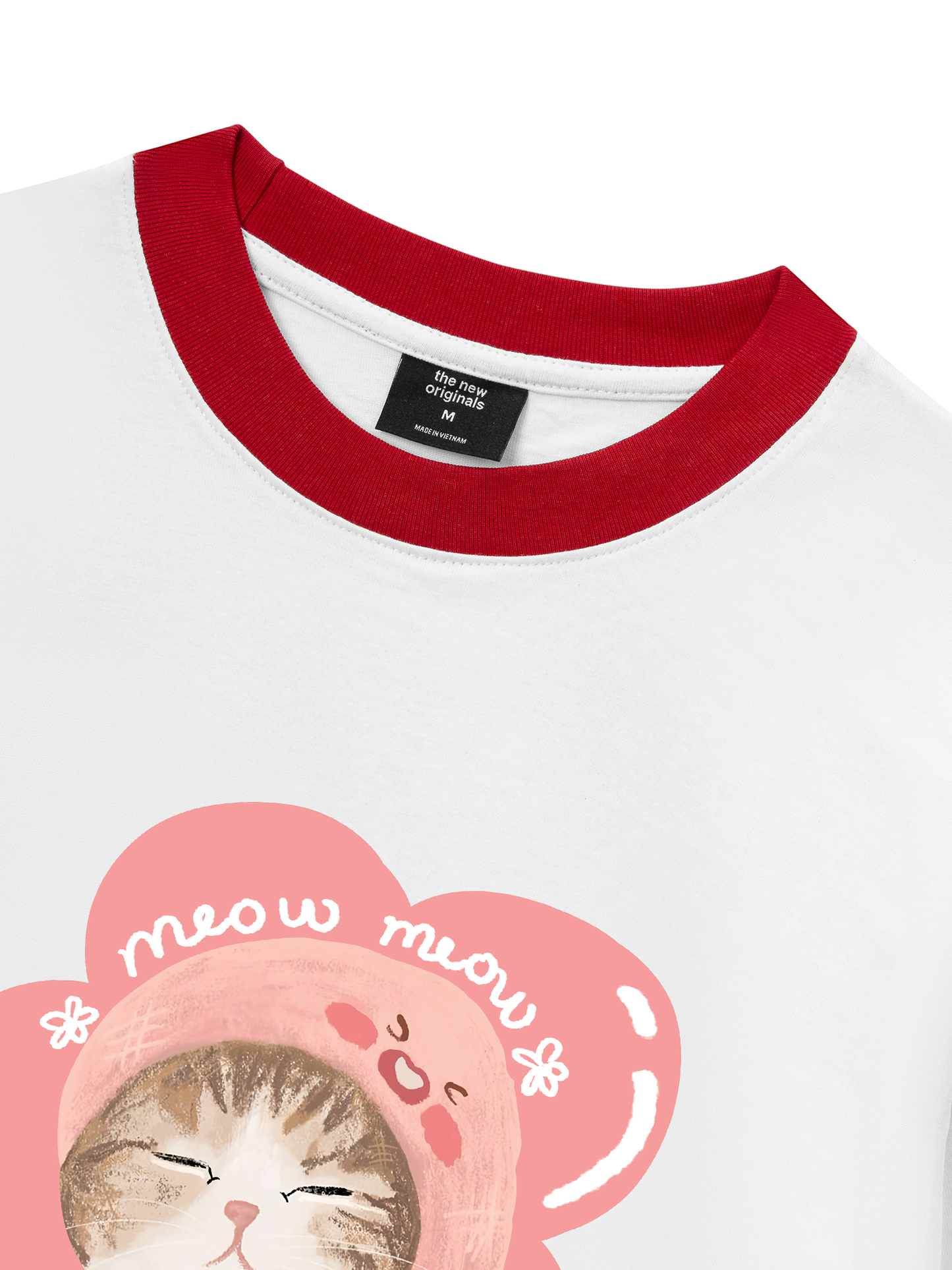 Áo Thun Ringer Relaxed Fit Flower Cat