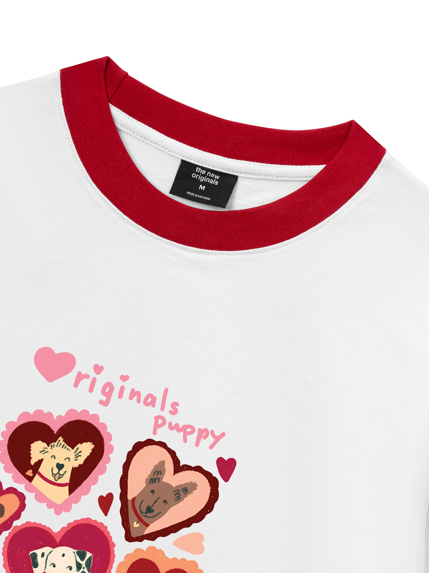 Áo Thun Ringer Relaxed Fit Animal Puppy Heart