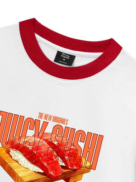 Áo Thun Ringer Relaxed Fit Foody Juicy Sushi
