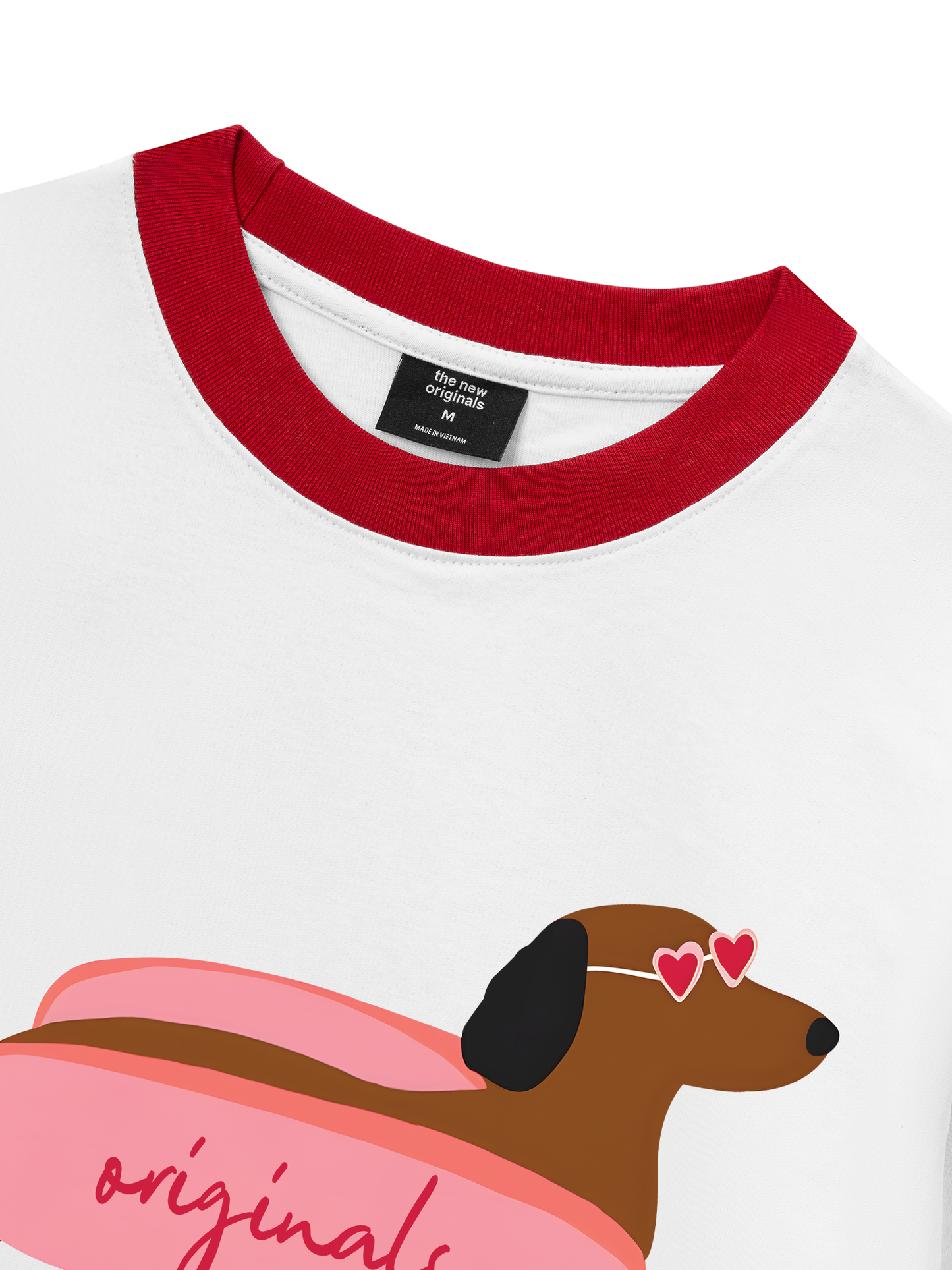 Áo Thun Ringer Relaxed Fit Pink Dachshund