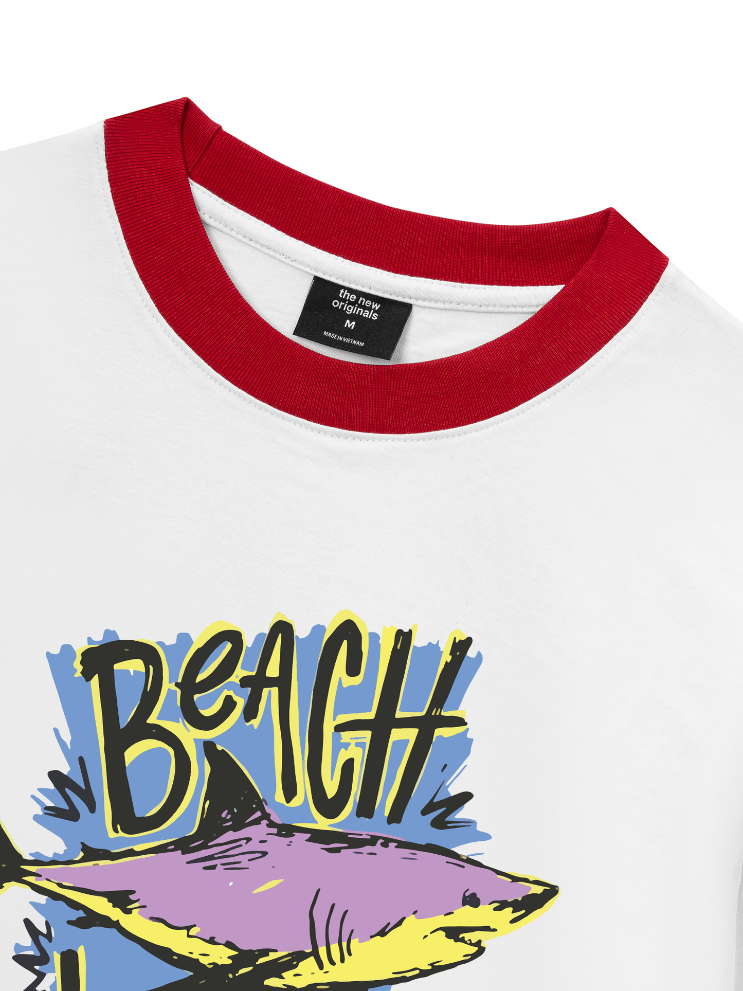 Áo Thun Ringer Relaxed Fit Ocean Beach Vibes Shark