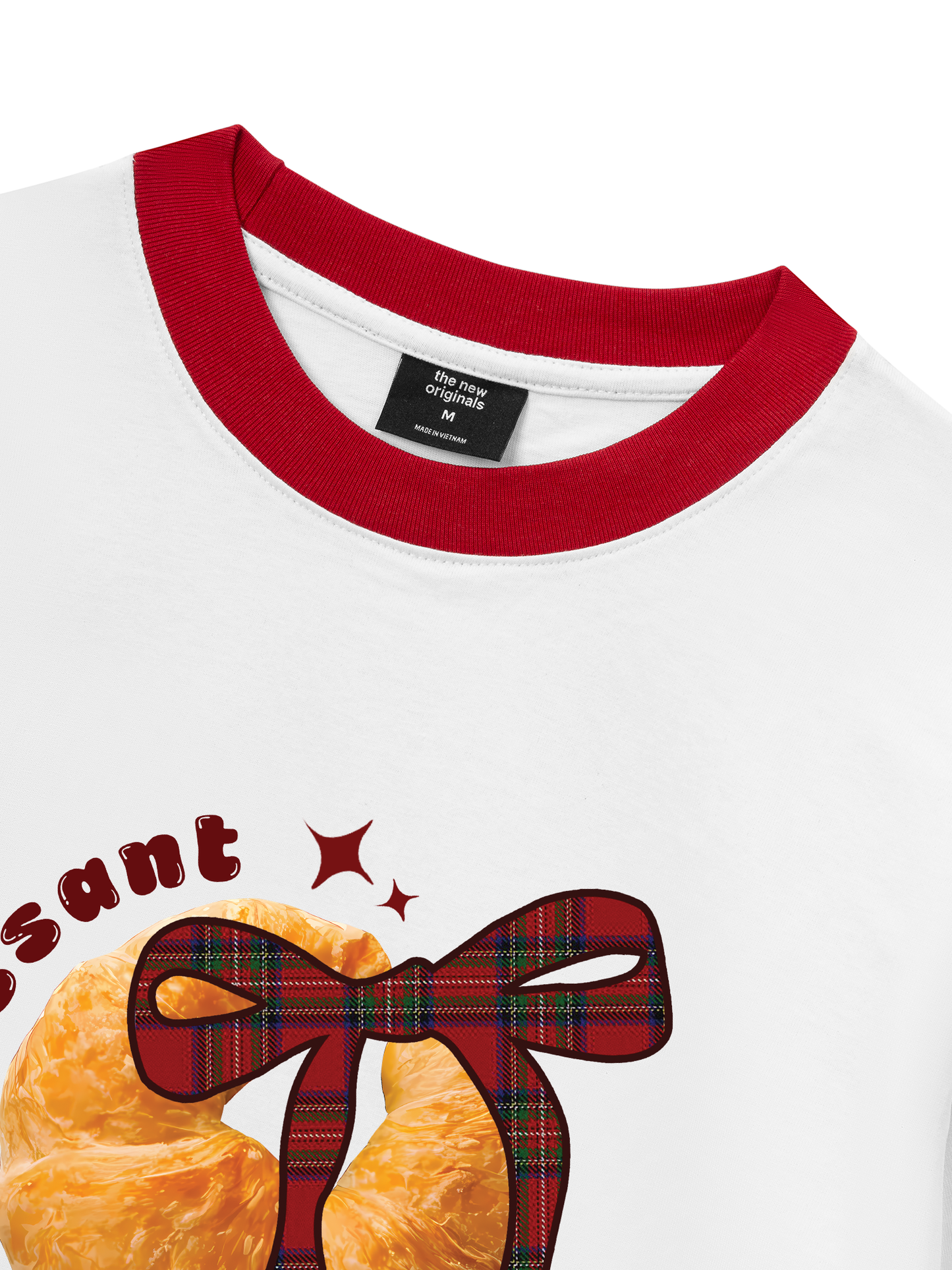 Áo Thun Ringer Relaxed Fit Sweet Pastry Red Plaid Bow