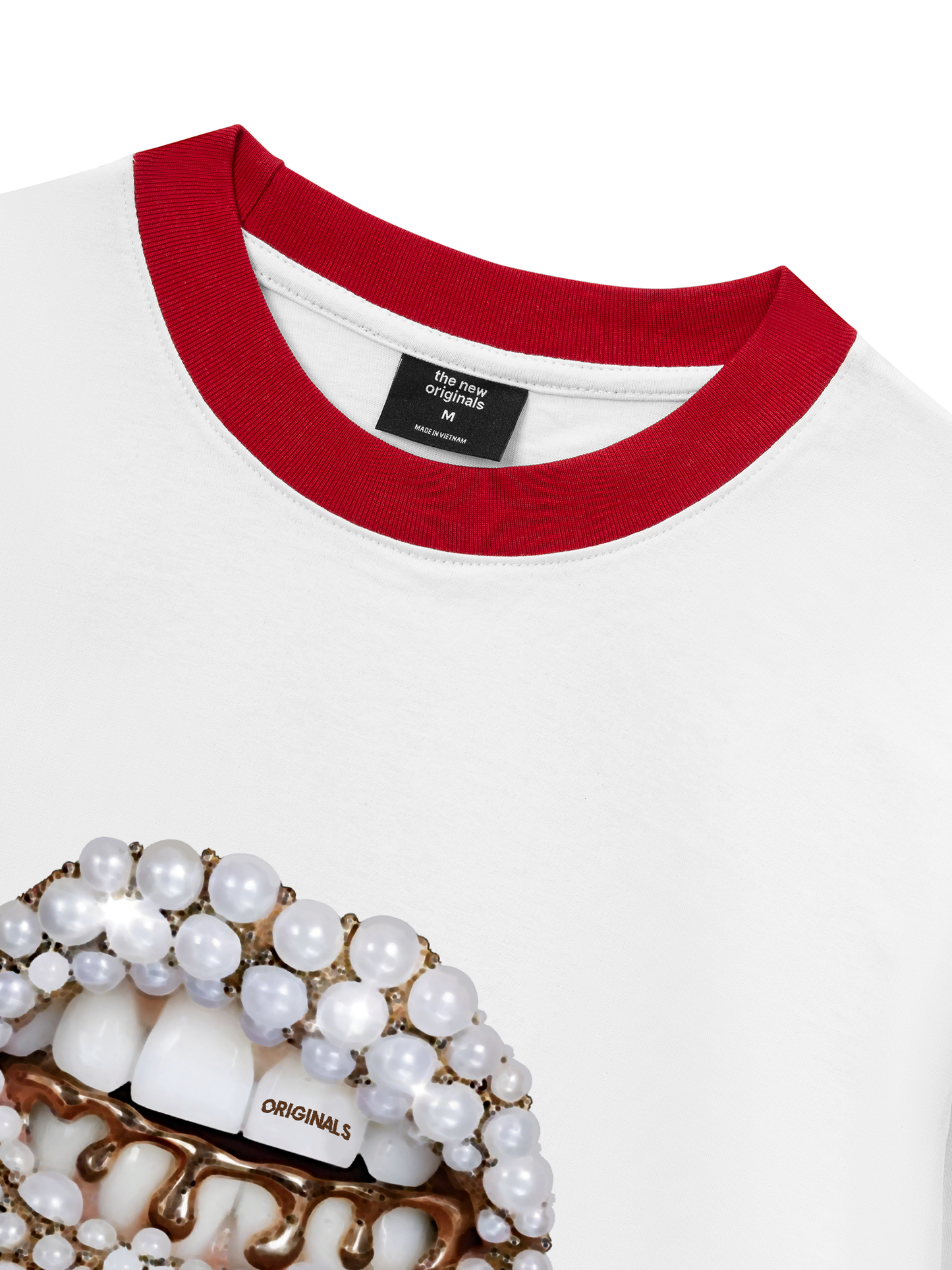 Áo Thun Ringer Relaxed Fit Art Pearl Lip Black