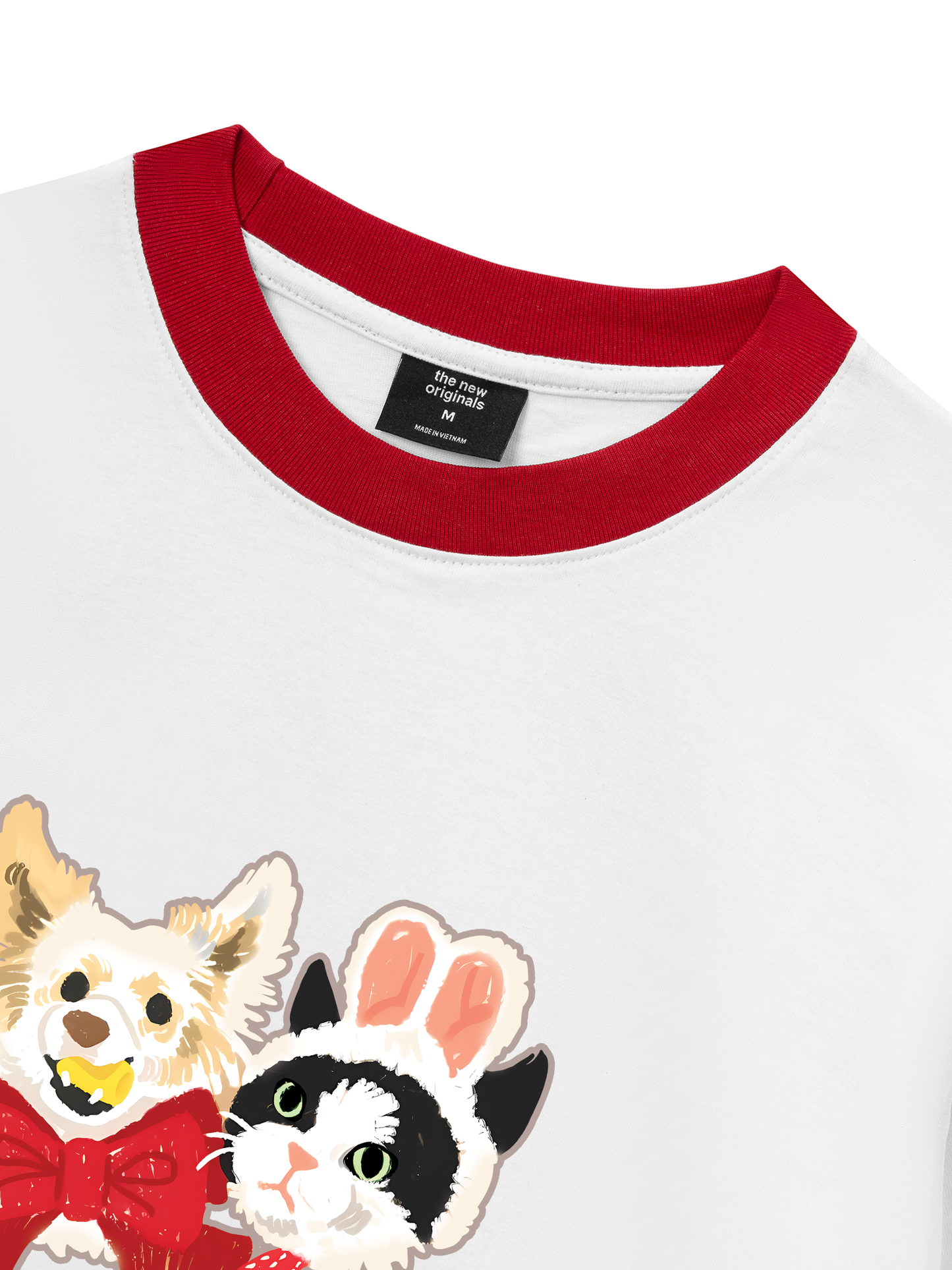 Áo Thun Ringer Relaxed Fit Animal Mood Bestie Puppy And Meow