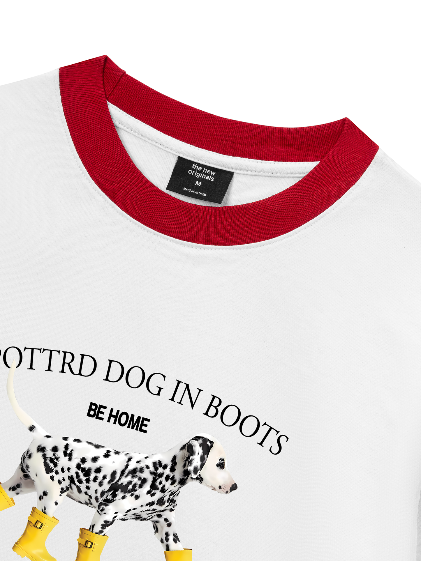 Áo Thun Ringer Relaxed Fit Animal Cute Puppy Yellow Boots