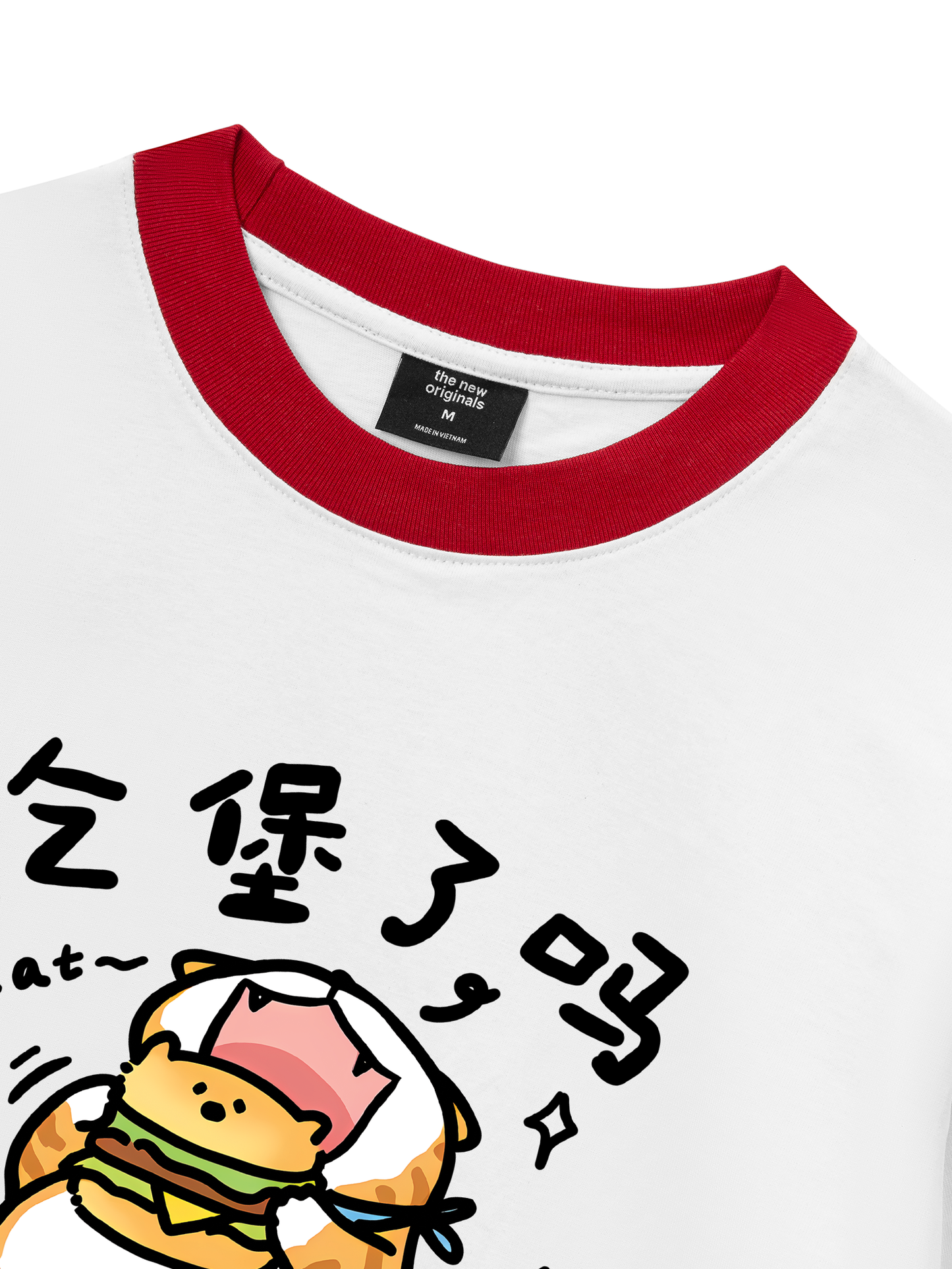 Áo Thun Ringer Relaxed Fit Sweet Pastry Cute Meow With Burger