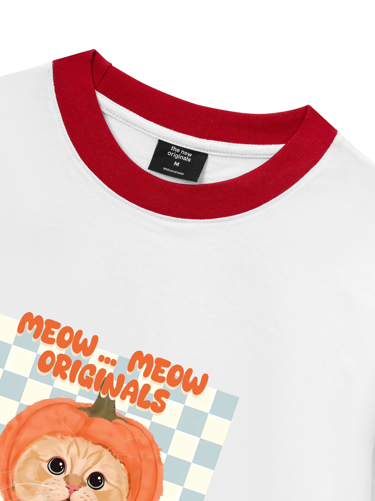 Áo Thun Ringer Relaxed Fit Animal Meow Pumpkin