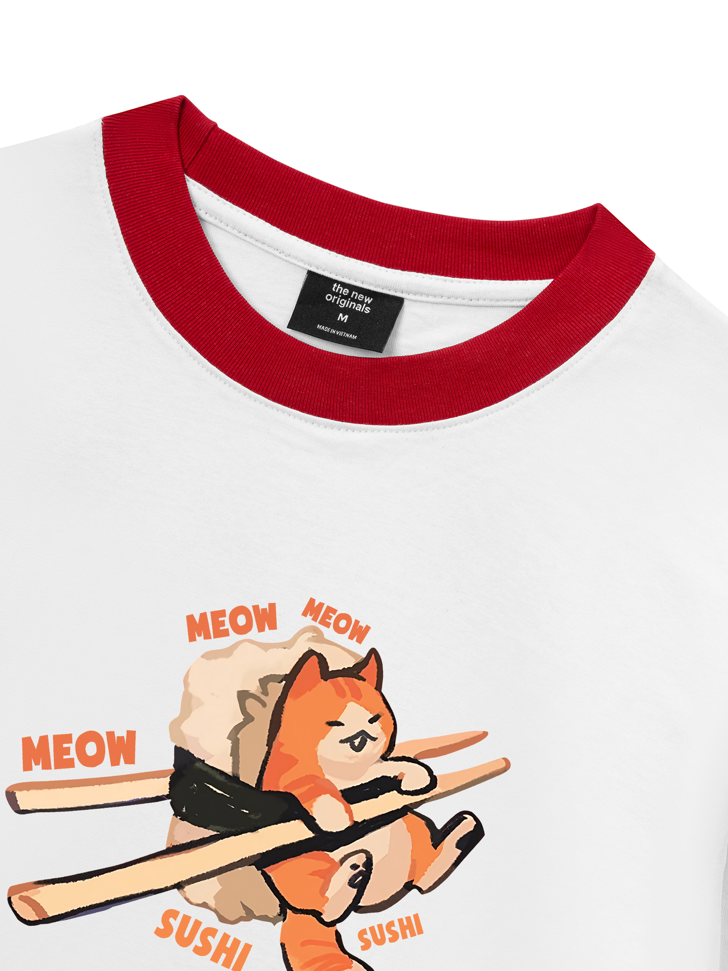 Áo Thun Ringer Relaxed Fit Sushi Meow