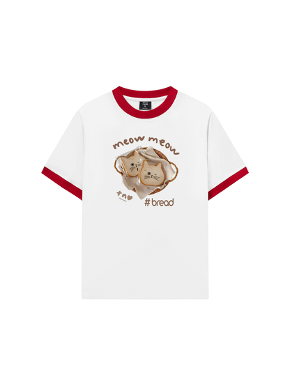 Áo Thun Ringer Relaxed Fit Sweet Pastry Meow Meow Bead