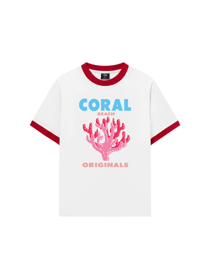 Áo Thun Ringer Relaxed Fit Summer Vibes Coral Beach