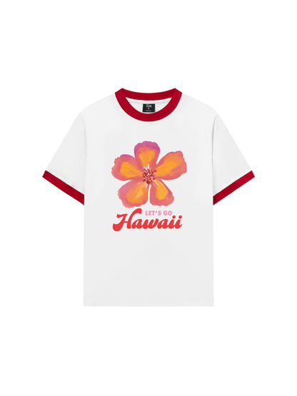 Áo Thun Ringer Relaxed Fit Summer Vibes Hawai Flower