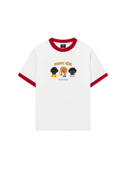 Áo Thun Ringer Relaxed Fit Animal Puppy Girl