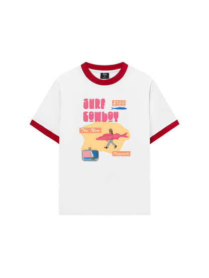 Áo Thun Ringer Relaxed Fit Summer Vibes GoTo Beach Cowboy