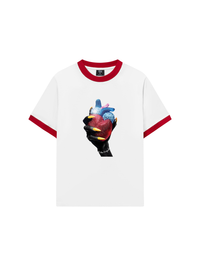 Áo Thun Ringer Relaxed Fit - Handheld colorful rhinestone art heart