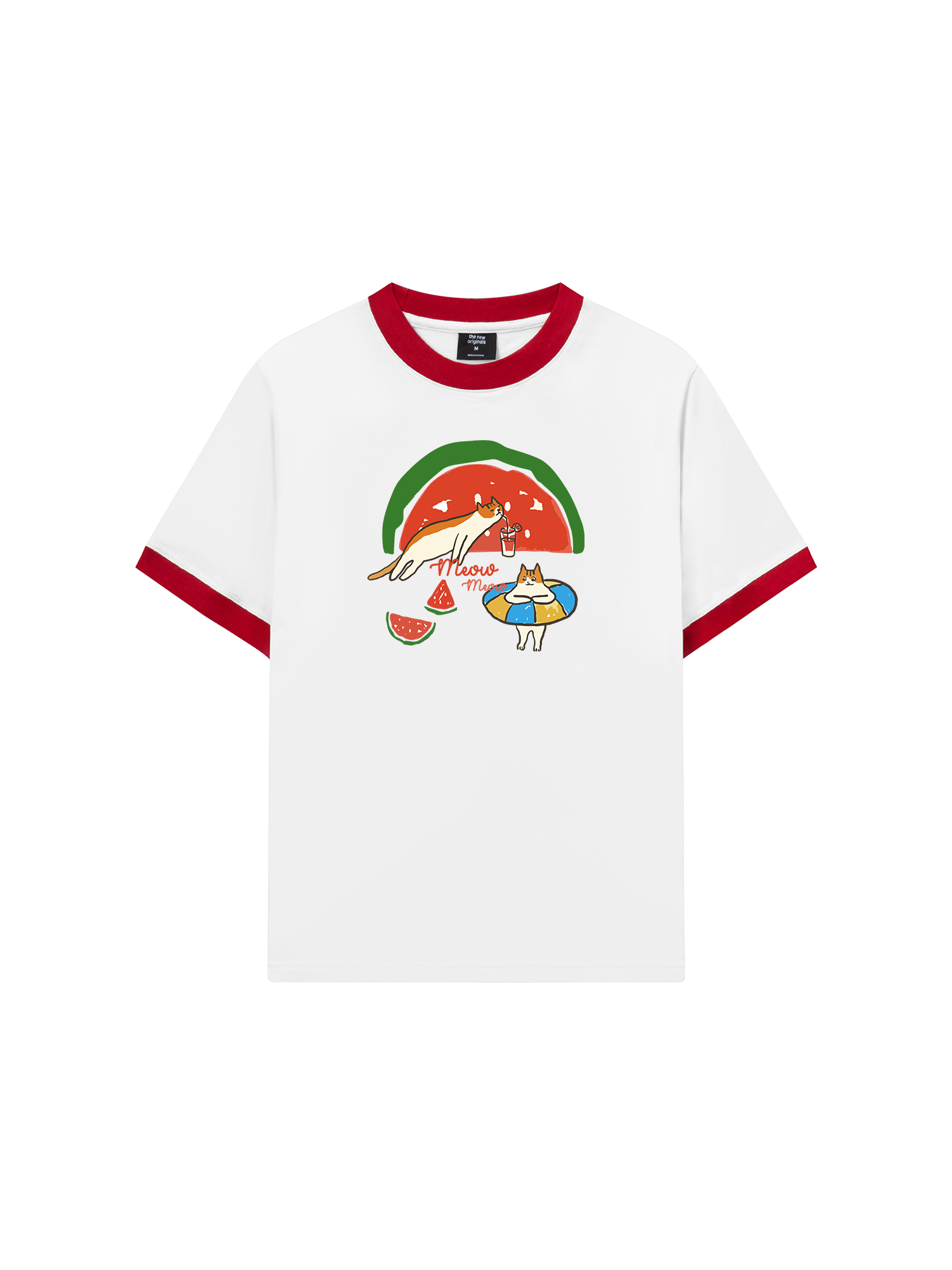 Áo Thun Ringer Relaxed Fit Meow Meow Watermelon