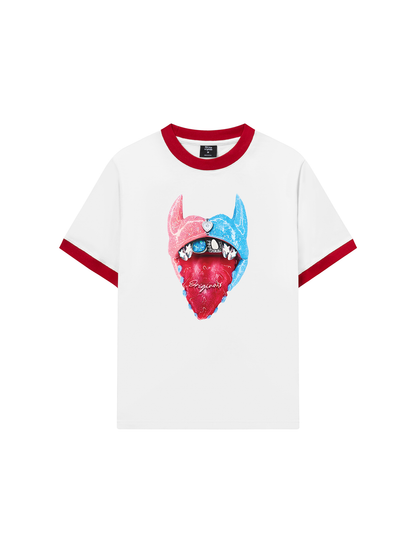 Áo Thun Ringer Relaxed Fit BOUNCE BACK© two-tone devil lip