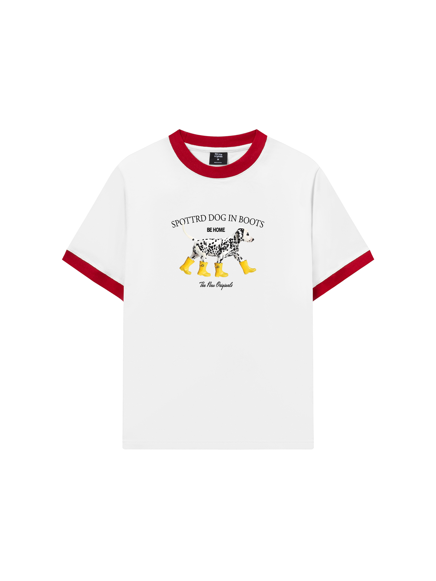 Áo Thun Ringer Relaxed Fit Animal Cute Puppy Yellow Boots