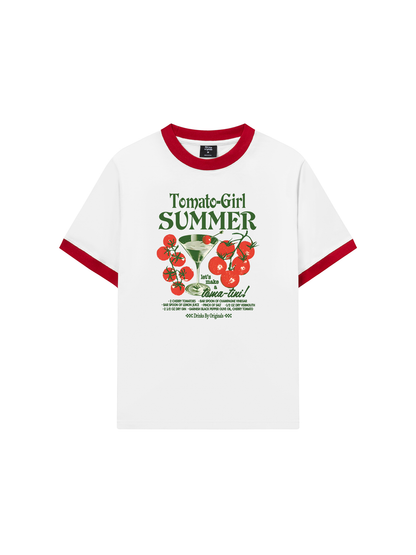 Áo Thun Ringer Relaxed Fit Suummer Vibes Tomato Girl
