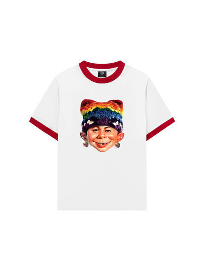 Áo Thun Ringer Relaxed Fit Bad Boy & Rainbow Crochet Hat