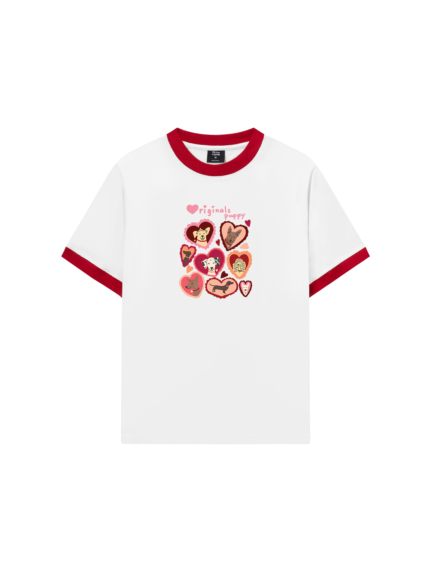 Áo Thun Ringer Relaxed Fit Animal Puppy Heart