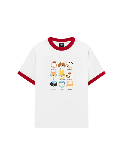 Áo Thun Ringer Relaxed Fit Animal Cute Puppy Things