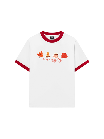 Áo Thun Ringer Relaxed Fit Autumn Vibes Have a Cozy