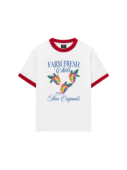 Áo Thun Ringer Relaxed Fit Summer Vibes Farm Fresh Chili