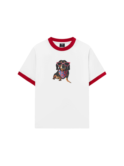 Áo Thun Ringer Relaxed Fit Animal Pink Glasses